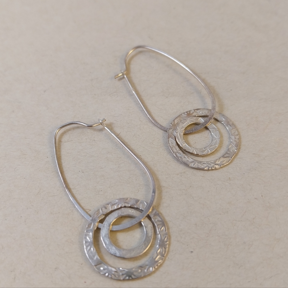 Vintage Sterling Silver Hoop Earrings - Picture 10 of 12